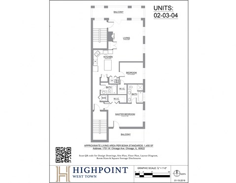 a floor plan of a unit at highpoint west town